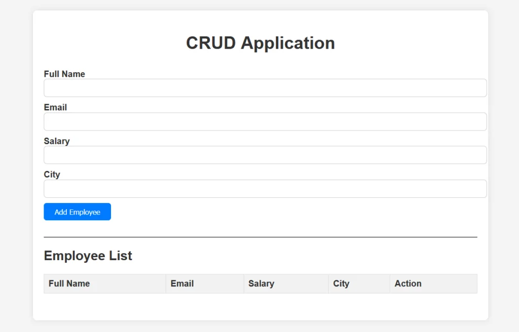 JavaScript CRUD Example Tutorial